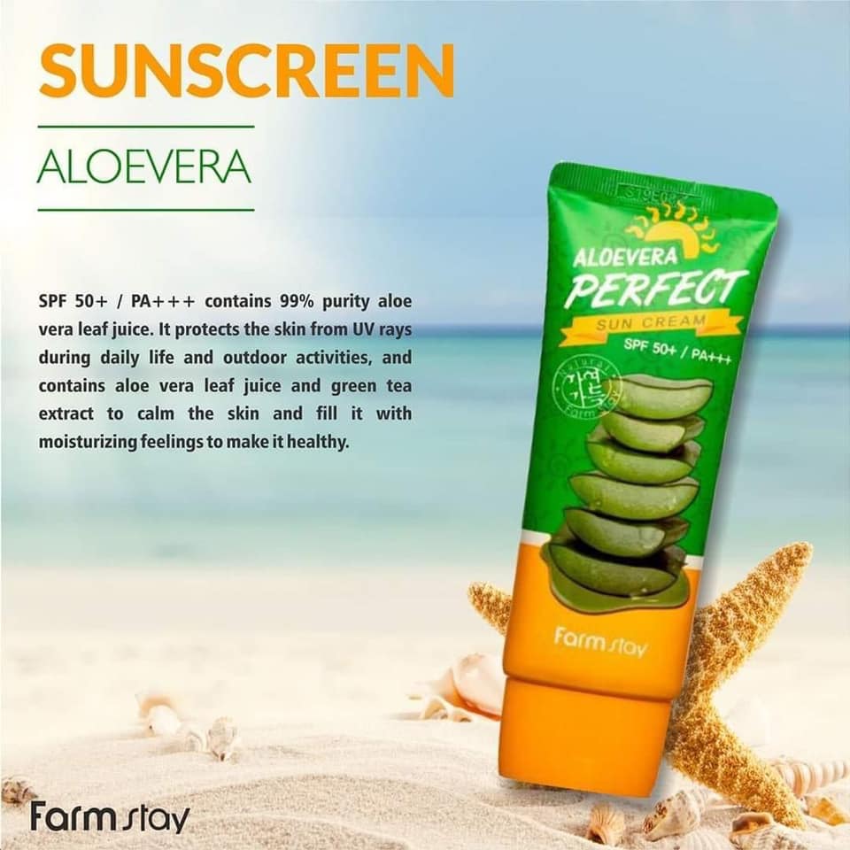 FARM STAY Aloevera Perfect Sun Cream SPF50 + PA +++ 70g