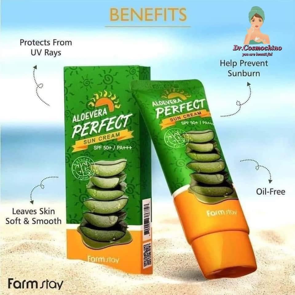 FARM STAY Aloevera Perfect Sun Cream SPF50 + PA +++ 70g