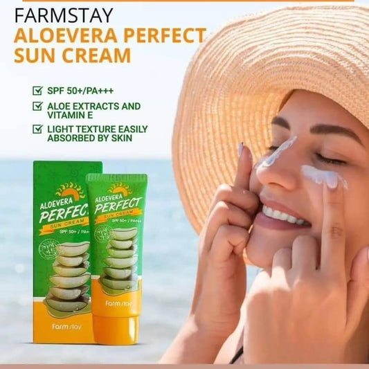 FARM STAY Aloevera Perfect Sun Cream SPF50 + PA +++ 70g